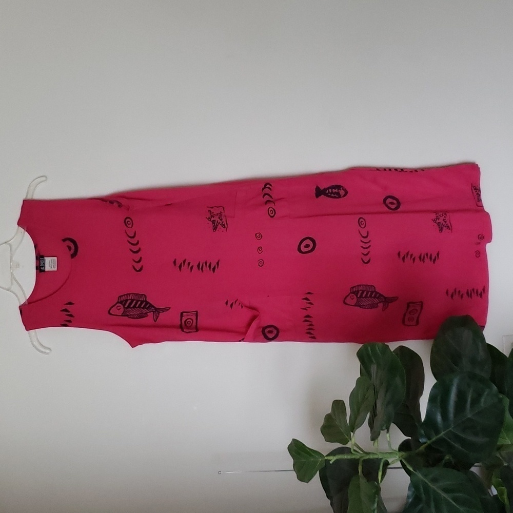 IG sport vintage midi double slit rockfish print, hot pink, women's size medium